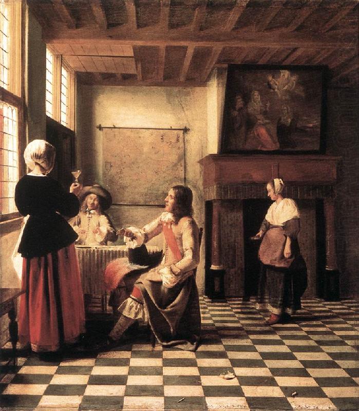 A Woman Drinking with Two Men s, HOOCH, Pieter de